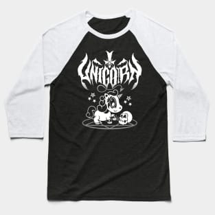 Kawaii Unicorn - Black Metal Logo - Creepy Cute Spooky Goth Baseball T-Shirt